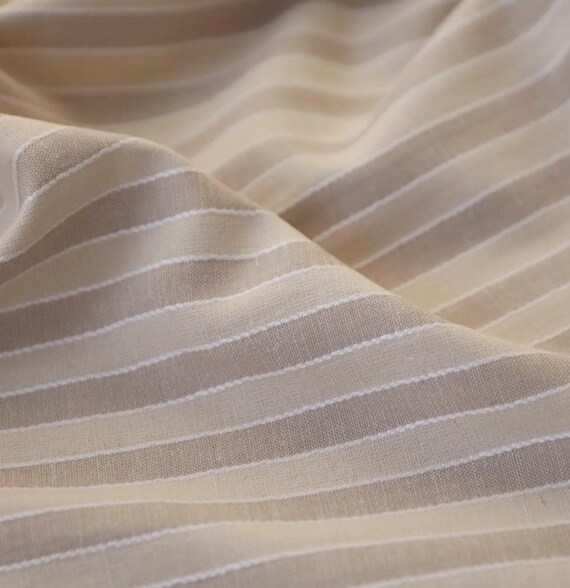 Striped linen fabric by the yard