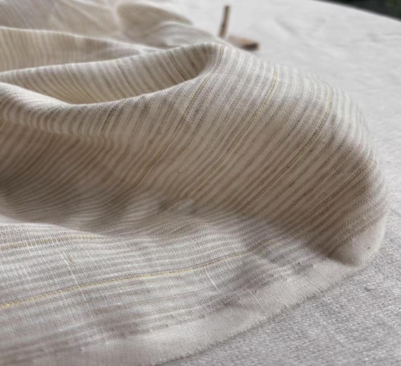 Metallic Striped linen fabric by the yard