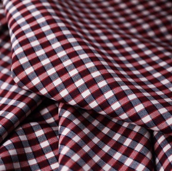 Plaid Worsted Wool fabric by the yard