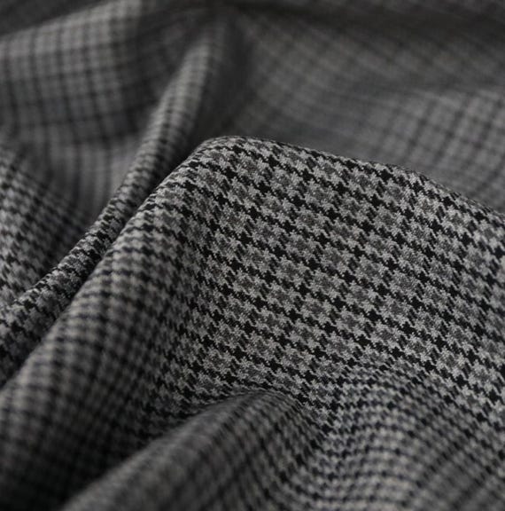 Houndstooth worsted wool fabric by the yard