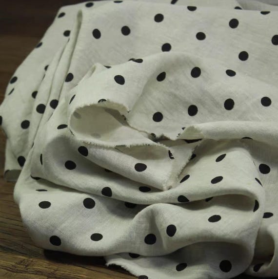 Polka Dots Print linen fabric by the yard