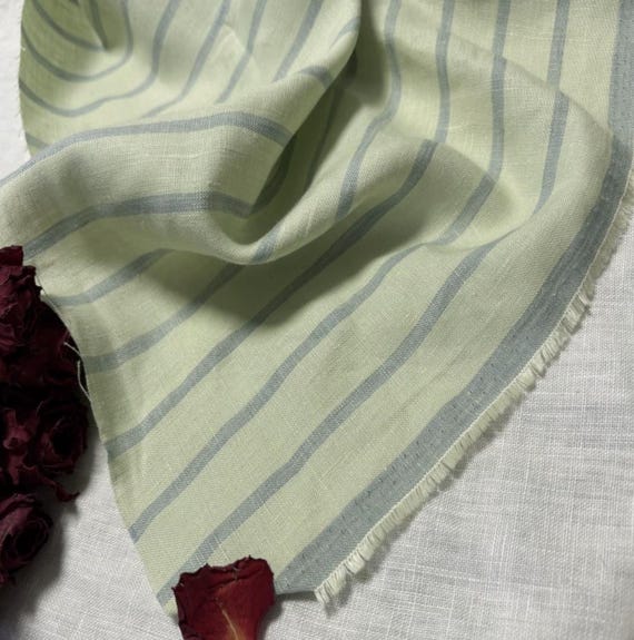 Striped linen fabric by the yard