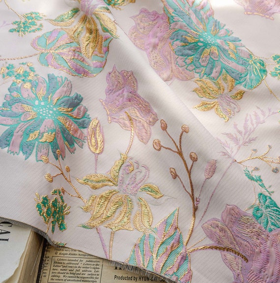 Jacquard brocade fabric by the yard