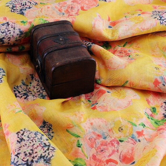 Print Ramie Fabric by the Yard for Blouses Dresses Skirts Etsy