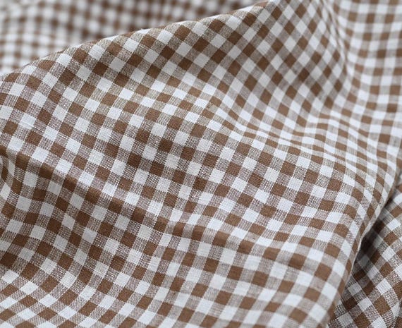 Plaid Linen Fabric - Grid Gingham Checkered Linen By The Yard