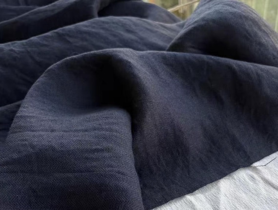 Herringbone linen fabric by the yard