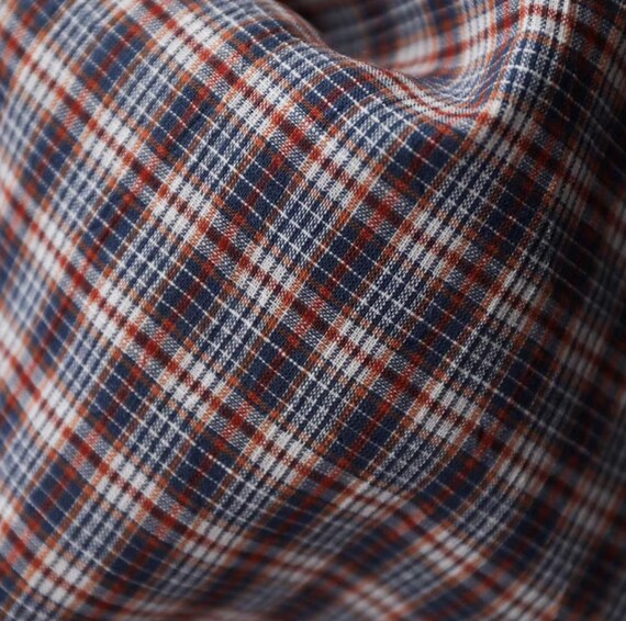 Plaid linen fabric by the yard