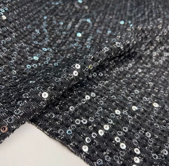 Sequins denim fabric by the yard