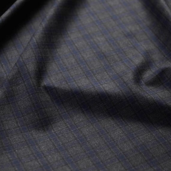 Plaid worsted wool fabric by the yard