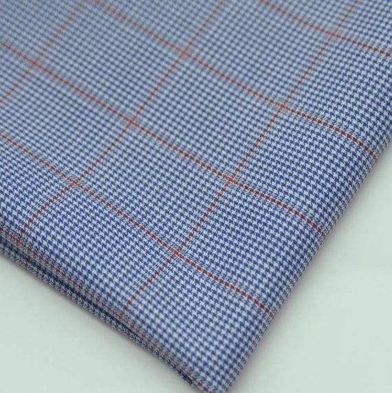 Houndstooth Plaid Worsted Wool fabric by the yard
