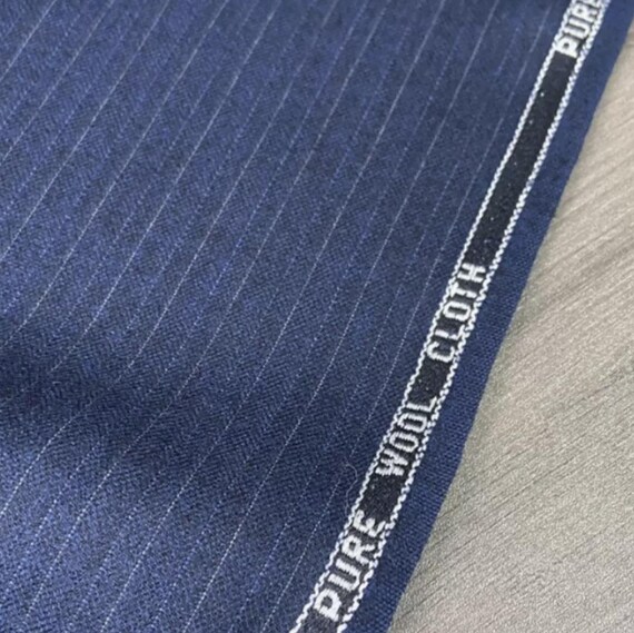 Striped Worsted wool fabric by the yard