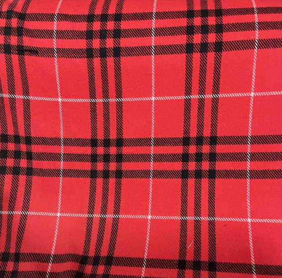 Plaid wool fabric by the yard