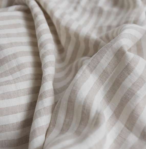 Extra Wide Yarn Dyed Striped Linen Fabric – Apparel, Bedding, Curtains (280cm)
