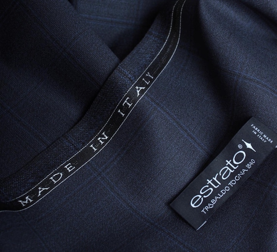 Italian Fabric Plaid Worsted Wool fabric by the yard