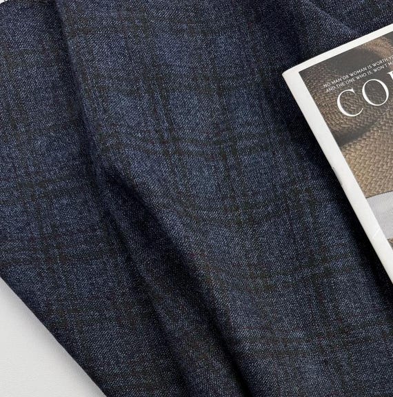 Plaid Wool fabric by the yard