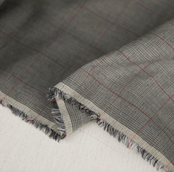 Plaid cotton fabric by the yard