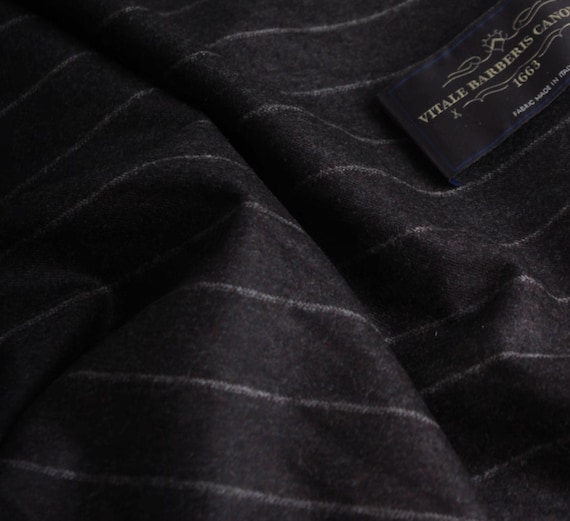 Italian Fabric Striped Wool fabric by the yard Coffee