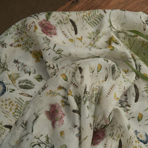 Print linen fabric by the yard