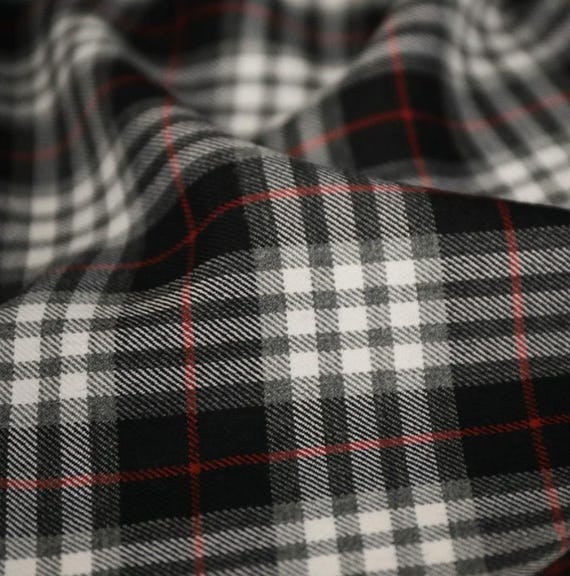 Plaid Worsted Wool fabric by the yard