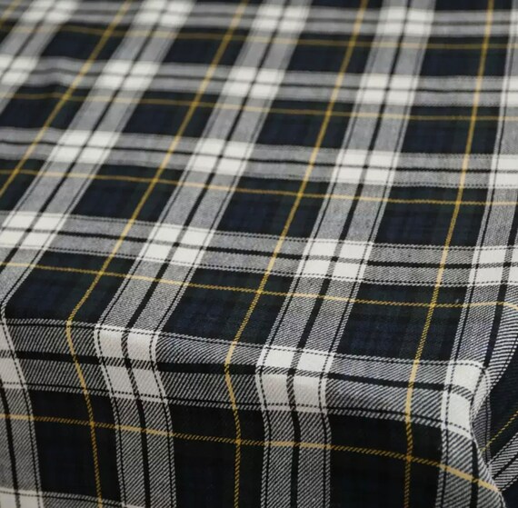 Plaid linen fabric by the yard