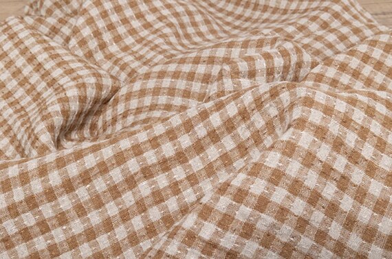 Jacquard plaid linen fabric by the yard