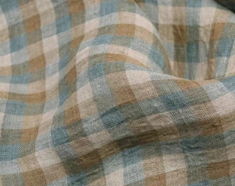 Yarn dyed plaid checks gingham checkered linen fabric by the yard