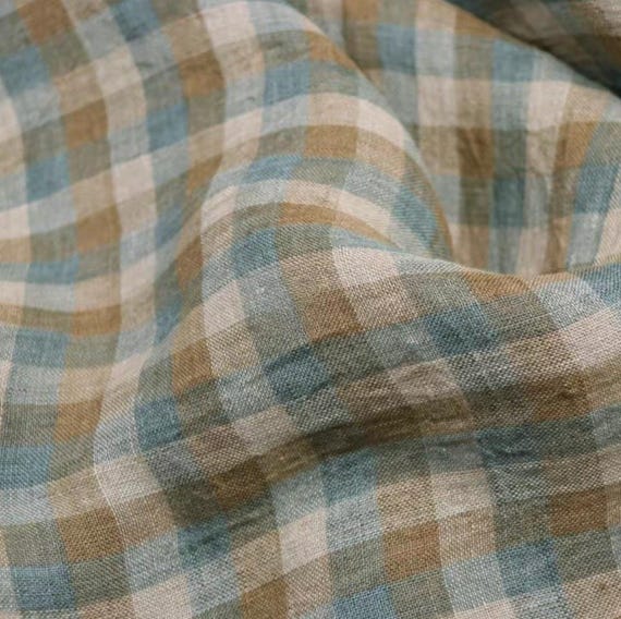 Yarn dyed plaid checks gingham checkered linen fabric by the yard