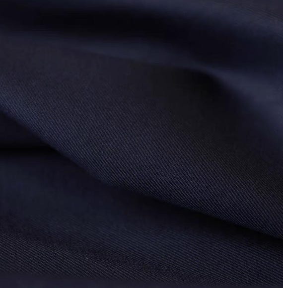 Dark Blue Worsted Wool fabric by the yard SUITING Fabric