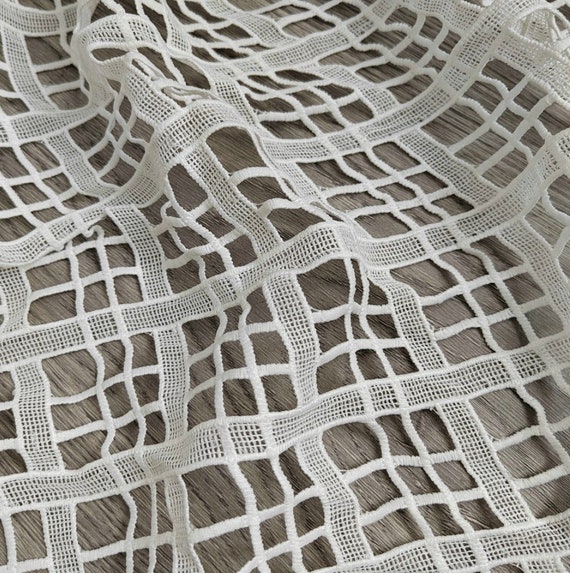 Plaid Embroidery guipure lace fabric By the yard