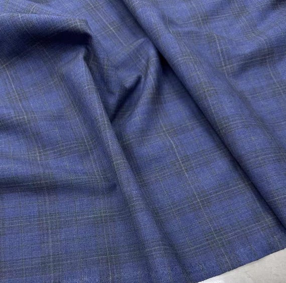 Plaid worsted wool fabric by the yard