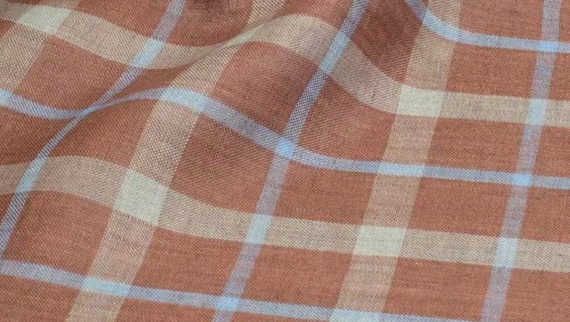 Plaid linen fabric, Grid linen fabric, Checkered linen fabric, Gingham linen fabric by the yard