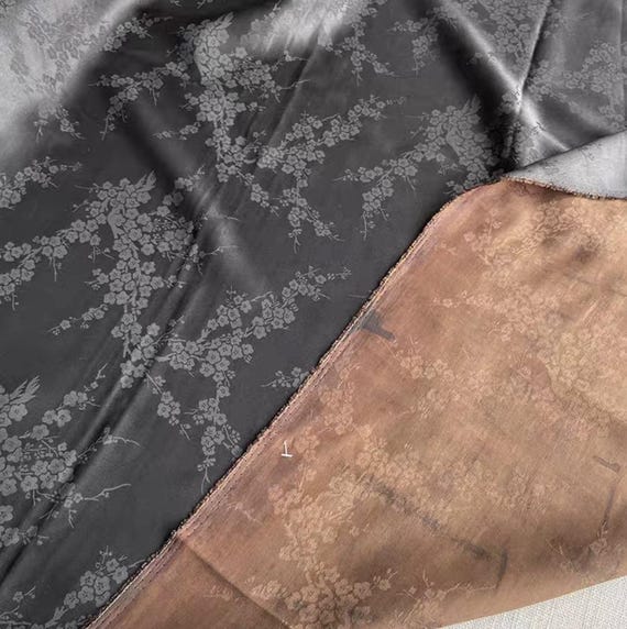 Jacquard Gambiered silk fabric by the yard