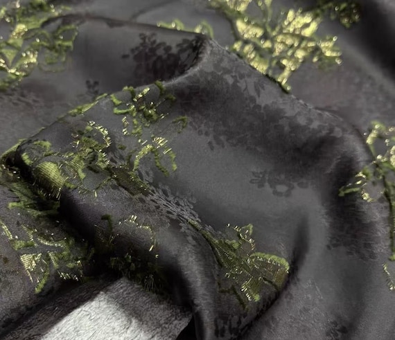 Metallic Jacquard silk fabric by the yard