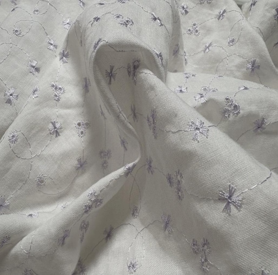 Embroidery ramie fabric by the yard