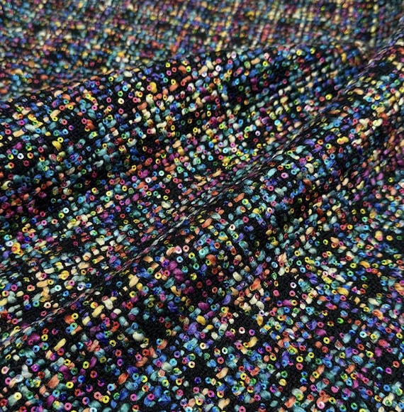 Colorful Sequins Tweed fabric by the yard
