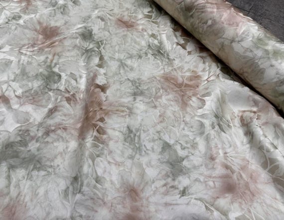 Tie dye style patterned silk fabric, Jacquard silk fabric by the yard