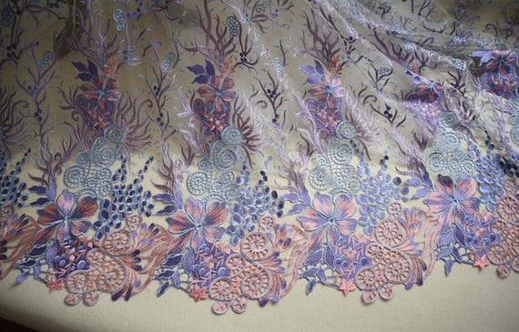 Embroidery Floral lace fabric by the yard