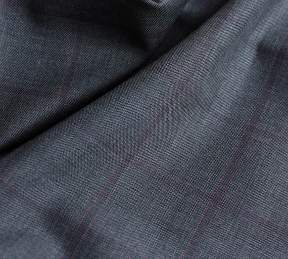 Italian Fabric Plaid Worsted Wool fabric by the yard for Suiting