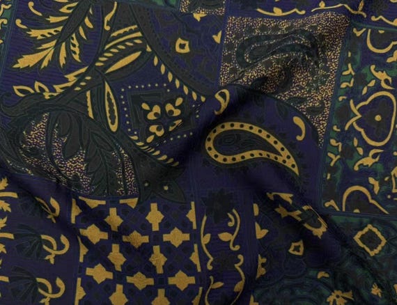 Jacquard Print Gambiered silk fabric by the yard