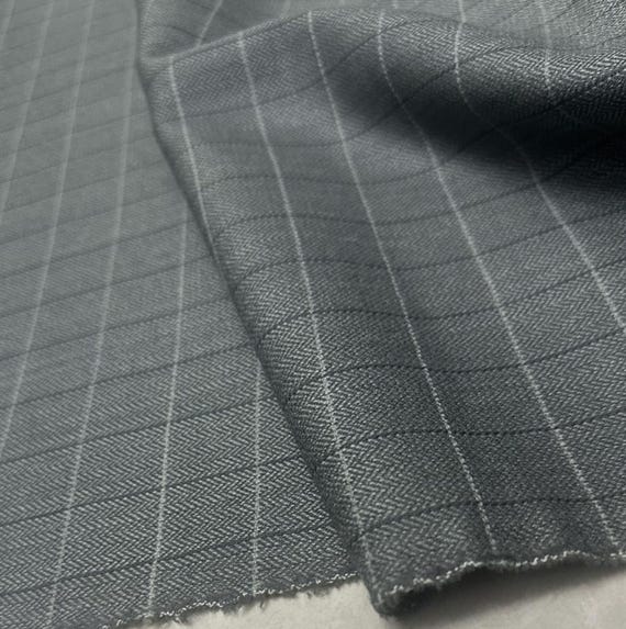 Herringbone Plaid wool fabric by the yard