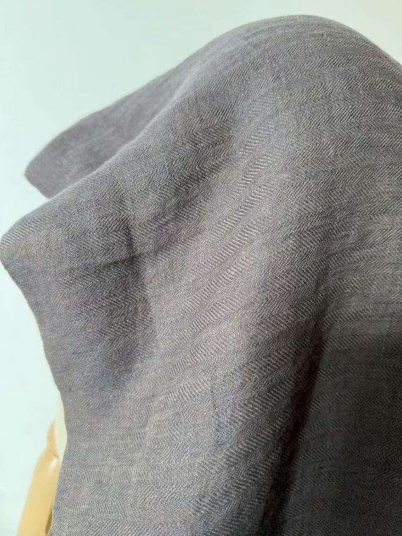 Herringbone linen fabric by the yard