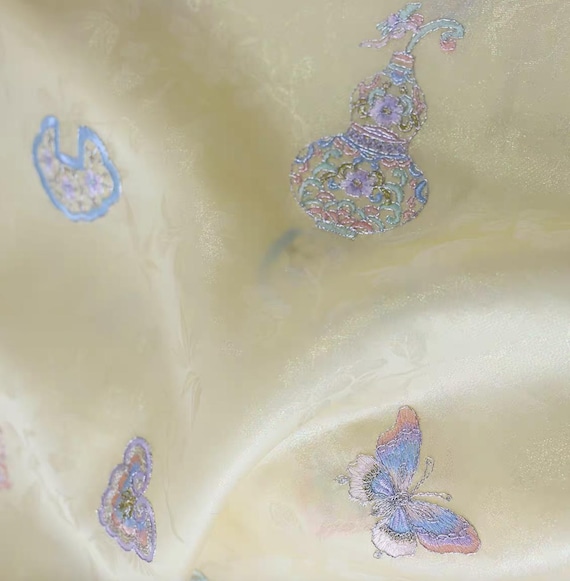 Embroidery jacquard silk fabric by the yard