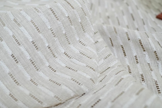 Jacquard linen fabric by the yard