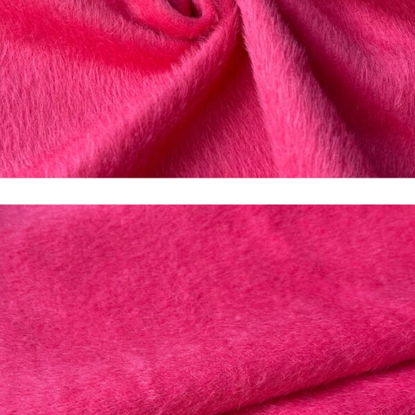 Hot pink mohair alpaca wool fabric by the yard