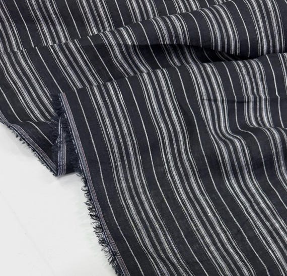 Striped linen fabric by the yard