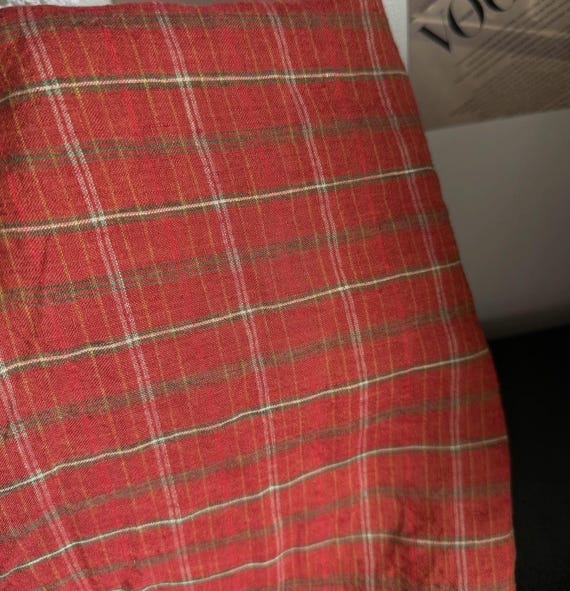 Plaid linen fabric by the yard
