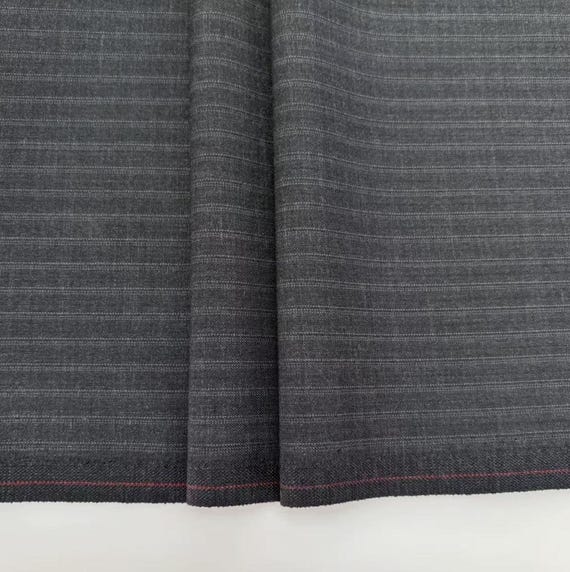 Striped Worsted wool fabric by the yard