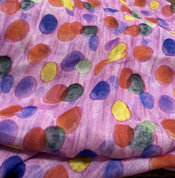 Polka Dots Print ramie fabric by the yard