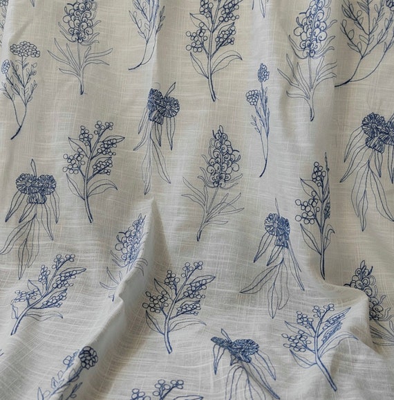 Embroidery linen viscose fabric by the yard