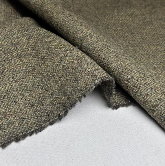Herringbone wool fabric by the yard